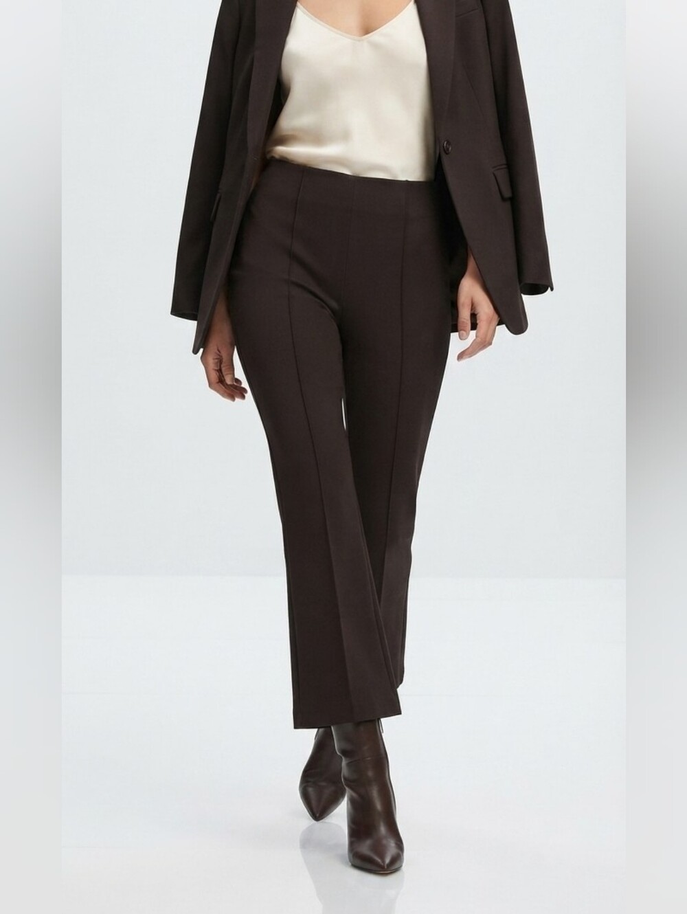 Banana Republic Everywhere Ponte High Rise Crop Flare Pants Brown XL NWT